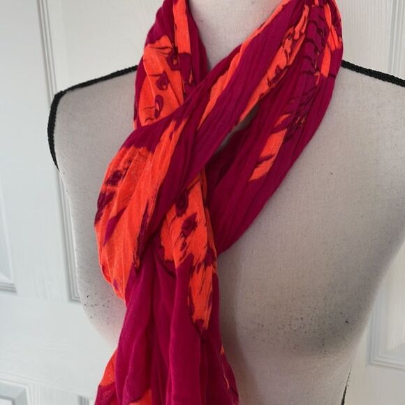Fuchsia/Bright Pink and Orange Butterfly Scarf - Picture 10 of 10